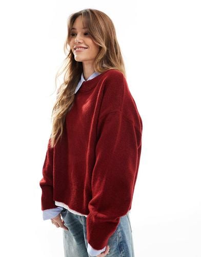 Maglione girocollo squadrato bordeaux - ASOS DESIGN - Modalova