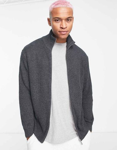 Maglione oversize a coste inglesi antracite con cerniera lampo - ASOS DESIGN - Modalova