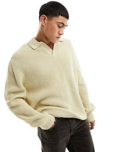 Maglione oversize in maglia a coste stile pescatore color avena - ASOS DESIGN - Modalova