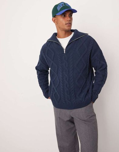 Maglione oversize pesante lavorato a trecce con zip corta - ASOS DESIGN - Modalova