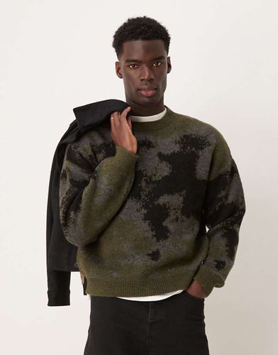 Maglione lavorato girocollo dal taglio comodo squadrato con motivo fantasia - ASOS DESIGN - Modalova