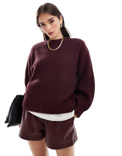 Maglione spesso girocollo a coste bordeaux - ASOS DESIGN - Modalova