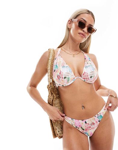 Marrakech - Slip bikini hipster sgambati con stampa - ASOS DESIGN - Modalova