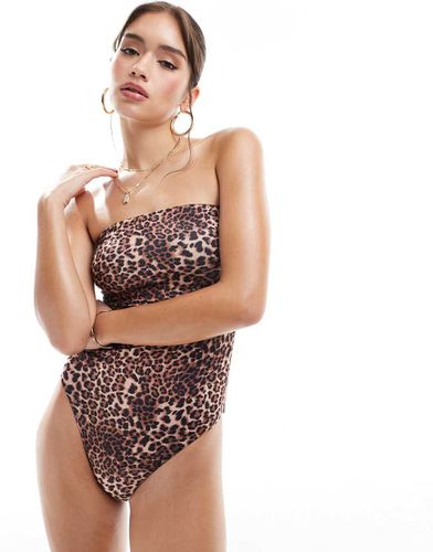 Mindy - Costume da bagno a fascia leopardato - ASOS DESIGN - Modalova