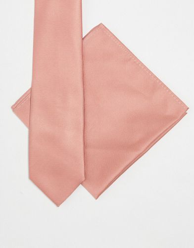 Set con cravatta e fazzoletto da taschino color argilla - ASOS DESIGN - Modalova