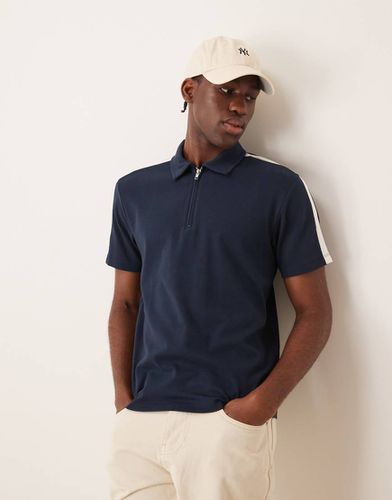 Polo attillata colorblock a coste con zip - ASOS DESIGN - Modalova