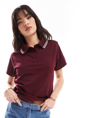 Polo attillata in piqué bordeaux - ASOS DESIGN - Modalova