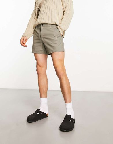 Pantaloncini chino slim kaki chiaro taglio corto - ASOS DESIGN - Modalova