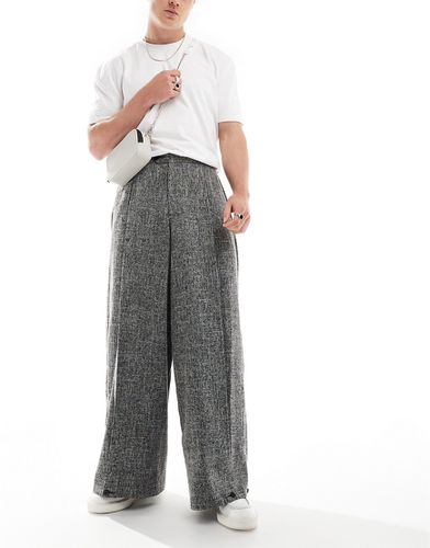 Pantaloni a fondo ampio eleganti testurizzati bianchi e neri - ASOS DESIGN - Modalova