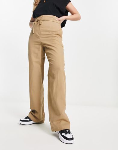 Pantaloni a vita alta allacciati in vita chiaro - ASOS DESIGN - Modalova