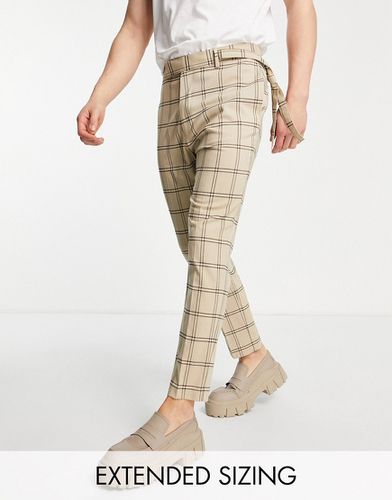 Pantaloni affusolati color pietra a quadri larghi con cintura laterale - ASOS DESIGN - Modalova