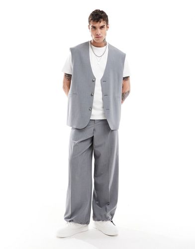 Pantaloni ampi eleganti grigi con fondo con coulisse in coordinato - ASOS DESIGN - Modalova