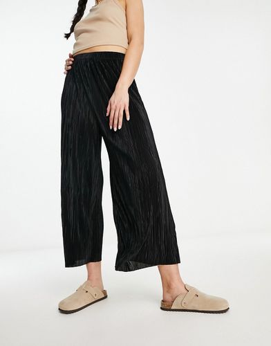 Pantaloni culotte plissé neri con fondo ampio - ASOS DESIGN - Modalova