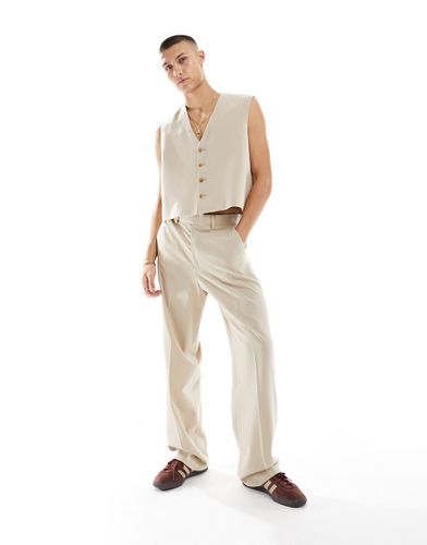Pantaloni da abito a fondo ampio color pietra - ASOS DESIGN - Modalova