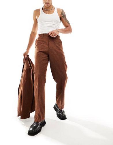 Pantaloni da abito a fondo ampio in tessuto fiammato - ASOS DESIGN - Modalova