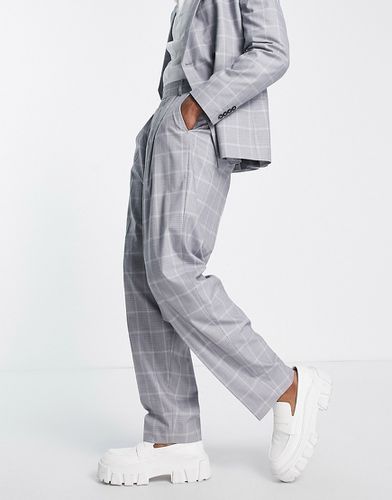 Pantaloni da abito a palloncino in tessuto a quadri Principe di Galles grigi - ASOS DESIGN - Modalova