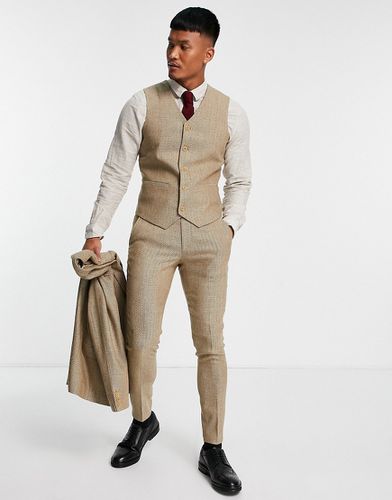 Pantaloni da abito super skinny in misto lana color pietra a spina di pesce - ASOS DESIGN - Modalova