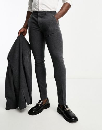 Pantaloni da abito skinny in misto lana a spina di pesce color antracite - ASOS DESIGN - Modalova
