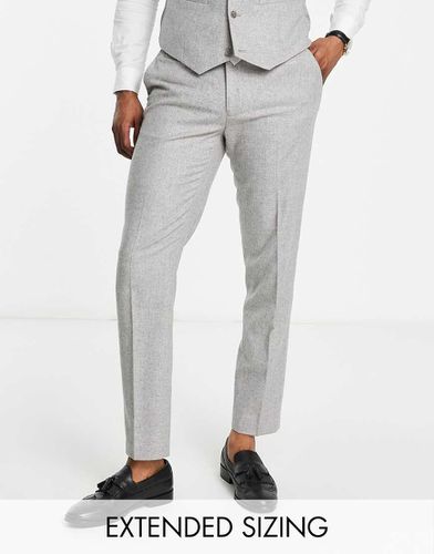 Pantaloni da abito slim in flanella di misto lana grigia - ASOS DESIGN - Modalova