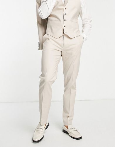 Pantaloni da abito slim in misto lino color pietra - ASOS DESIGN - Modalova