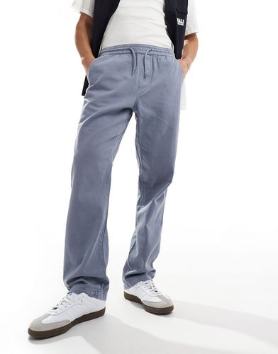 Pantaloni dritti blu slavato con vita elasticizzata - ASOS DESIGN - Modalova