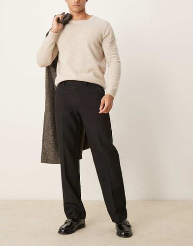 Pantaloni dritti sartoriali neri in twill di misto lana - ASOS DESIGN - Modalova