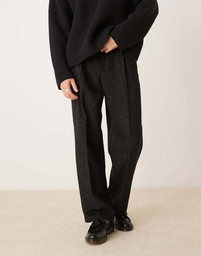 Pantaloni eleganti a fondo ampio in bouclé neri metallizzati - ASOS DESIGN - Modalova