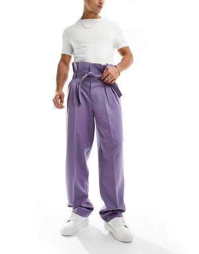 Pantaloni eleganti a fondo ampio lilla a vita alta - ASOS DESIGN - Modalova