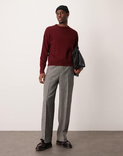 Pantaloni eleganti a fondo ampio neri e bianchi pied de poule in misto lana - ASOS DESIGN - Modalova