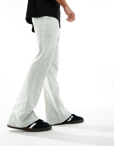 Pantaloni eleganti a zampa e a vita alta salvia con motivo a spina di pesce - ASOS DESIGN - Modalova