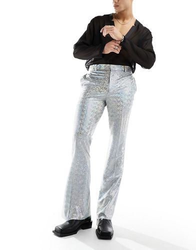 Pantaloni eleganti a zampa plissé metallizzato - ASOS DESIGN - Modalova