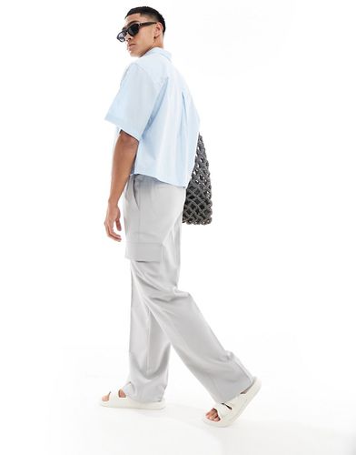 Pantaloni eleganti cargo con fondo ampio grigi - ASOS DESIGN - Modalova