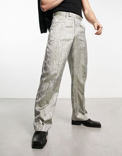 Pantaloni eleganti con fondo ampio color salvia jacquard - ASOS DESIGN - Modalova
