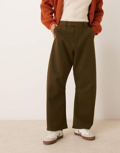 Pantaloni eleganti kaki effetto lana a ferro di cavallo - ASOS DESIGN - Modalova