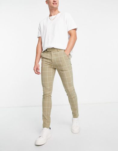 Pantaloni eleganti super skinny color pietra a quadri grandi - ASOS DESIGN - Modalova