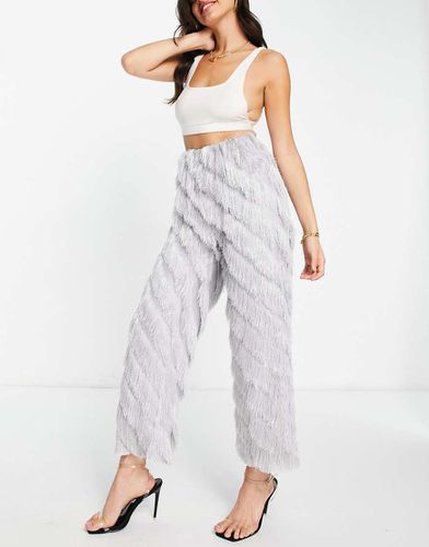 Pantaloni grigi con frange - ASOS DESIGN - Modalova