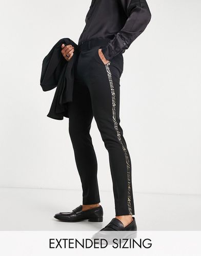Pantaloni stile smoking super skinny neri con righe laterali animalier - ASOS DESIGN - Modalova
