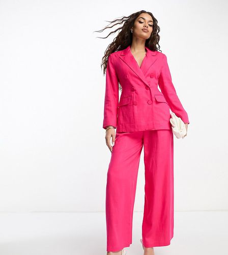 ASOS DESIGN Petite - Blazer doppiopetto da abito in misto lino acceso - ASOS Petite - Modalova