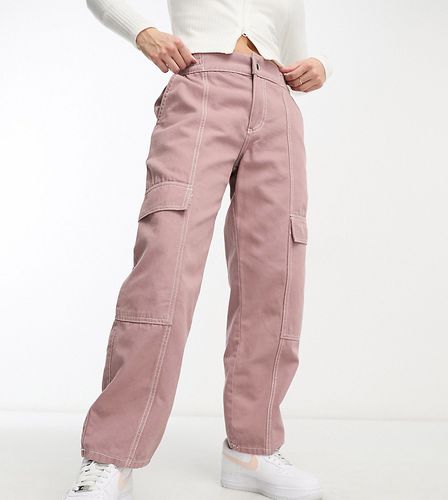 ASOS DESIGN Petite - Pantaloni cargo color visone con cuciture a contrasto - ASOS Petite - Modalova