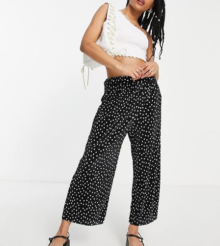 ASOS DESIGN Petite - Pantaloni culotte plissé a fondo ampio a pois monocromatici - ASOS Petite - Modalova