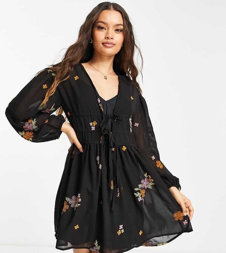 ASOS DESIGN Petite - Vestito corto morbido con ricami - ASOS Petite - Modalova