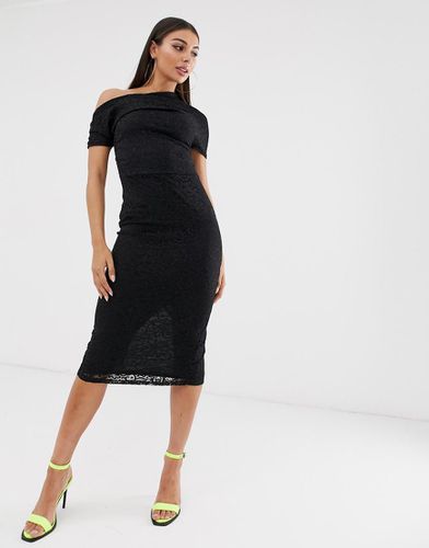 Pleated Shoulder Lace Midi Dress - ASOS DESIGN - Modalova