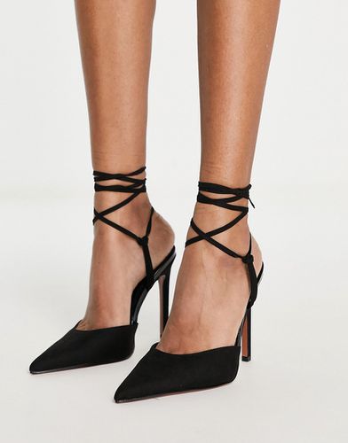 Prize - Scarpe nere con tacco alto allacciate sulla gamba - ASOS DESIGN - Modalova