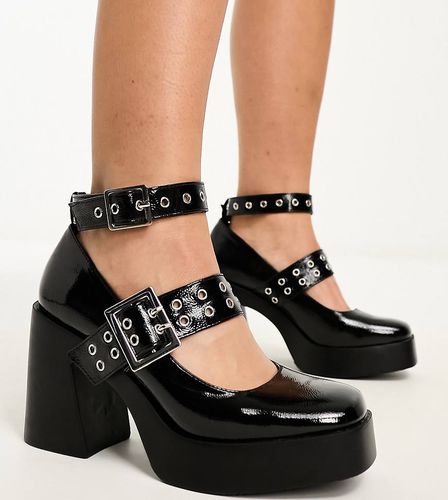 Proof - Scarpe Mary Jane a pianta larga nere con tacco e dettagli in metallo - ASOS DESIGN - Modalova