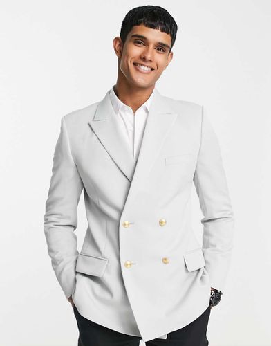 Wedding - Blazer skinny ghiaccio con bottoni color oro - ASOS DESIGN - Modalova