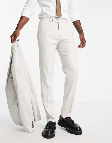 Wedding - Pantaloni da abito slim fit in micro texture color pietra - ASOS DESIGN - Modalova