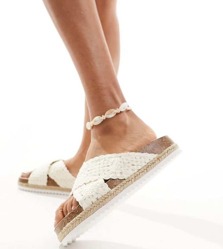 Jessica - Mules style espadrilles avec brides croisées en maille crochetée - Asos Design Wide Fit - Modalova