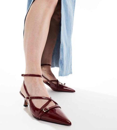 Wide Fit - Scottie - Scarpe con tacchetto a spillo bordeaux a pianta larga con fibbia - ASOS DESIGN - Modalova