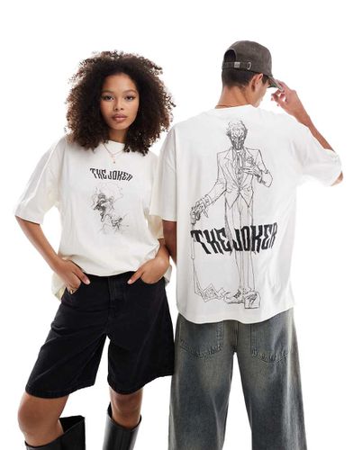 T-shirt unisex oversize color pietra con stampa di The Joker su licenza - ASOS DESIGN - Modalova