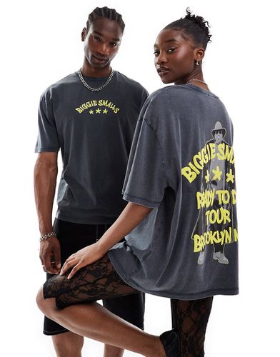 T-shirt unisex oversize slavato con grafiche "Biggie Smalls" in rilievo - ASOS DESIGN - Modalova